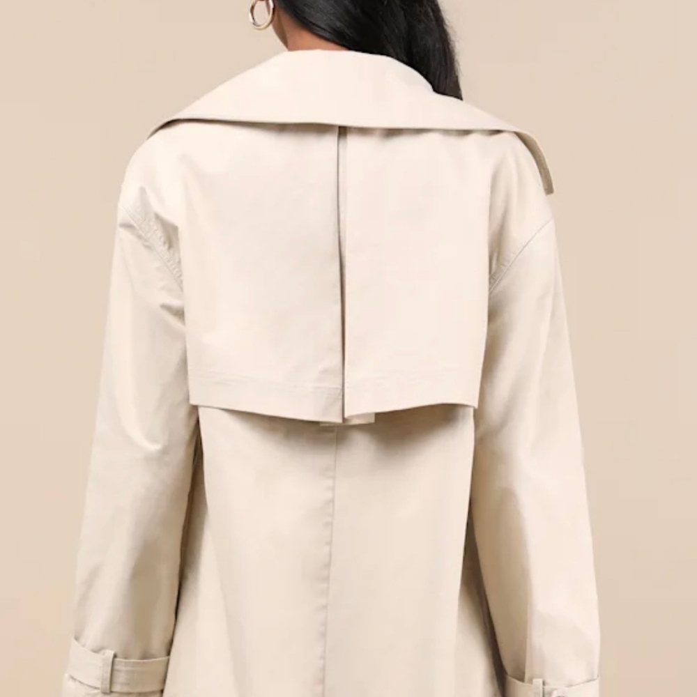 NWT Lulus Women's Cream Double-Breasted Coat - Picture 3 of 7